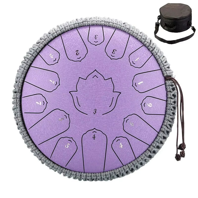 Hluru 13 Inch 15 Notes Steel Tongue Drum Glucophone C Tone Music Drum Ethereal Drum Percussion Musical Instruments Steel Drum