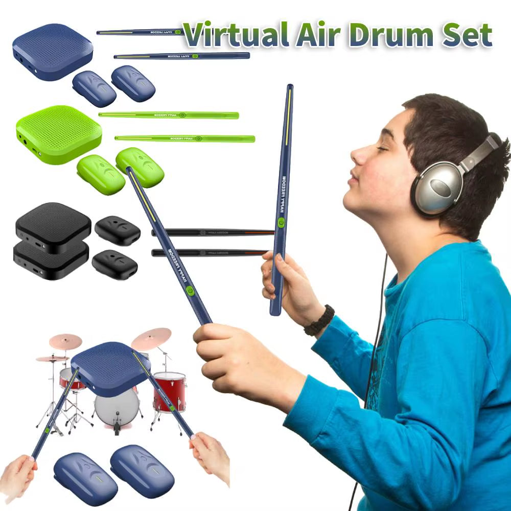 Somatosensory Virtual Drum Kit Electronic Air Drumsticks Musical Instrument Smart Wireless Virtual Reality Drum Stick Pedals Kit