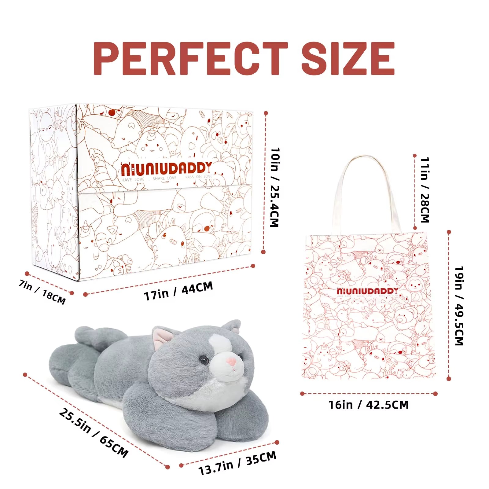 Weighted Stuffed Animals for Anxiety, 3.3Lbs Weighted Cat Plushies Toy for Adults Kids Gifts for Valentine Birthday