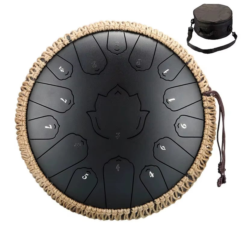 Hluru 13 Inch 15 Notes Steel Tongue Drum Glucophone C Tone Music Drum Ethereal Drum Percussion Musical Instruments Steel Drum