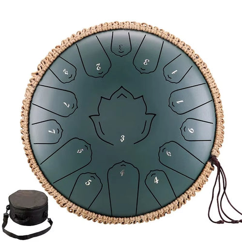 Hluru 13 Inch 15 Notes Steel Tongue Drum Glucophone C Tone Music Drum Ethereal Drum Percussion Musical Instruments Steel Drum