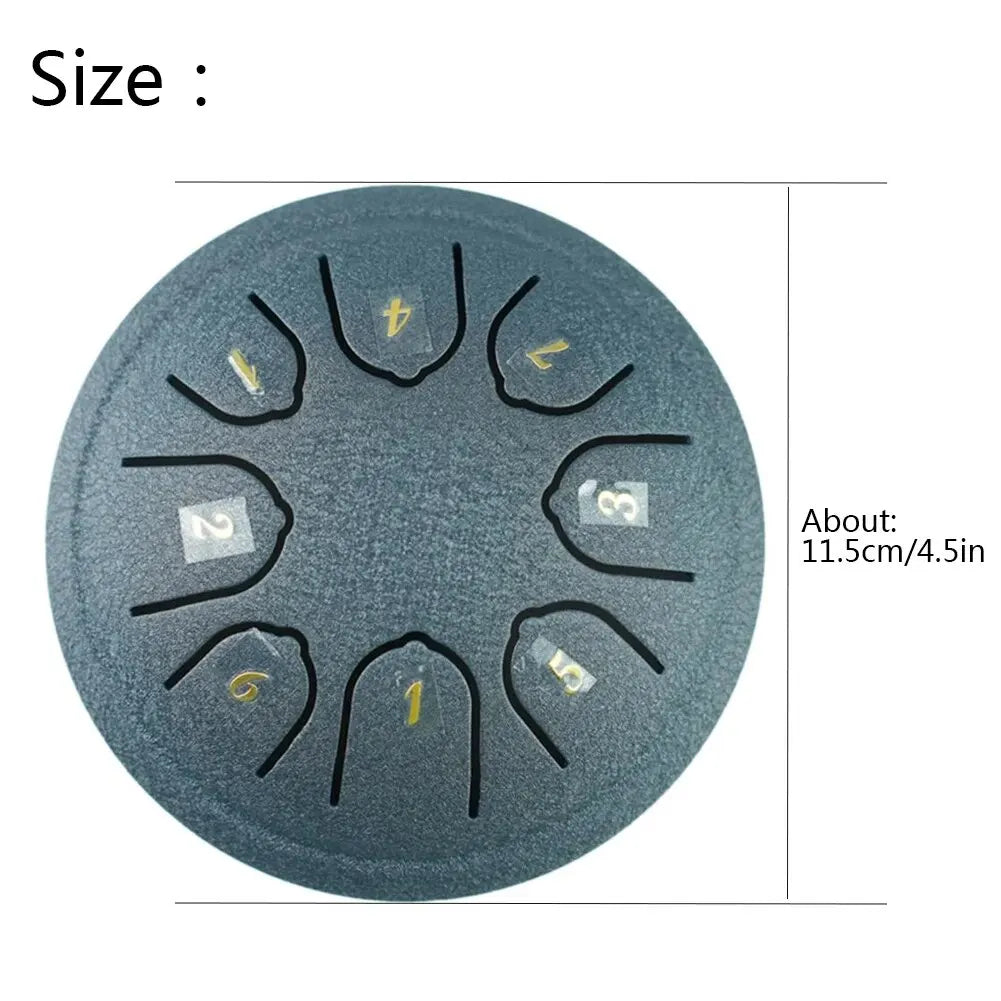 4.5 Inch 8 Tone Steel Tongue Drum Mini Hand Pan Drums Drumsticks Music Tambourine Drum with Accessories Instrument