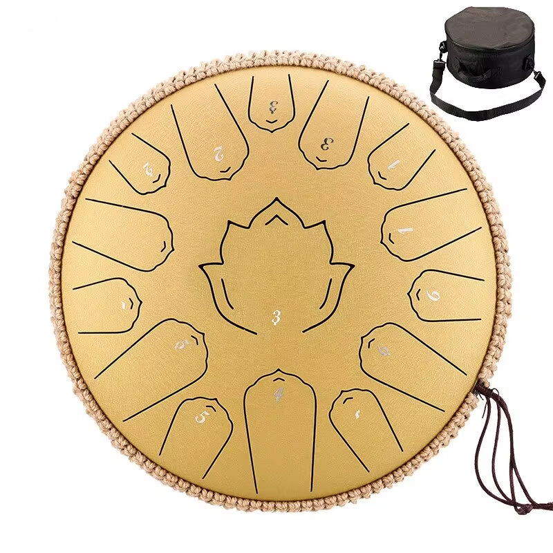 Hluru 13 Inch 15 Notes Steel Tongue Drum Glucophone C Tone Music Drum Ethereal Drum Percussion Musical Instruments Steel Drum