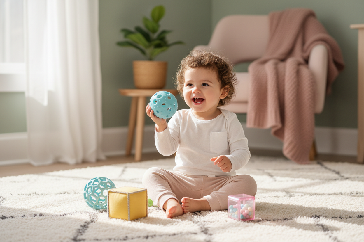 Child with sensory toys