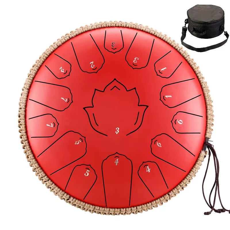 Hluru 13 Inch 15 Notes Steel Tongue Drum Glucophone C Tone Music Drum Ethereal Drum Percussion Musical Instruments Steel Drum