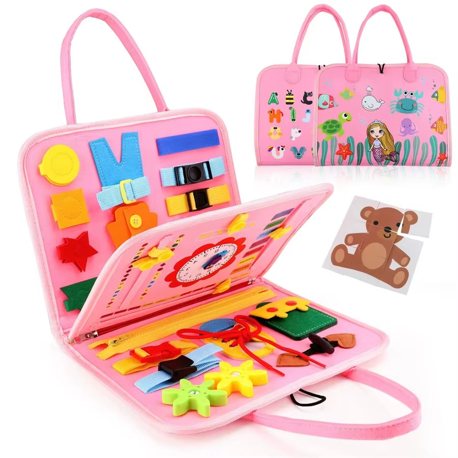 Busy Board Montessori Toys Gifts, Sensory Toys,Educational Travel Toys, Preschool Activities for Learning Fine Motor Skills
