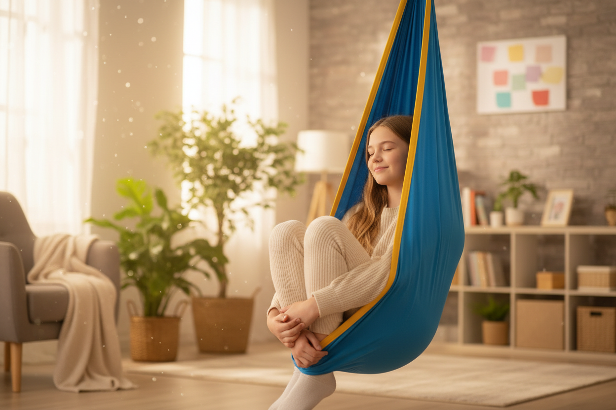 Teenager in Calmnest Sensory Swing